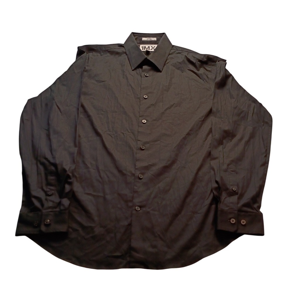 Express Dress Shirt Men's 1MX Fitted Long Sleeve Button Down Large Black 16-16.5